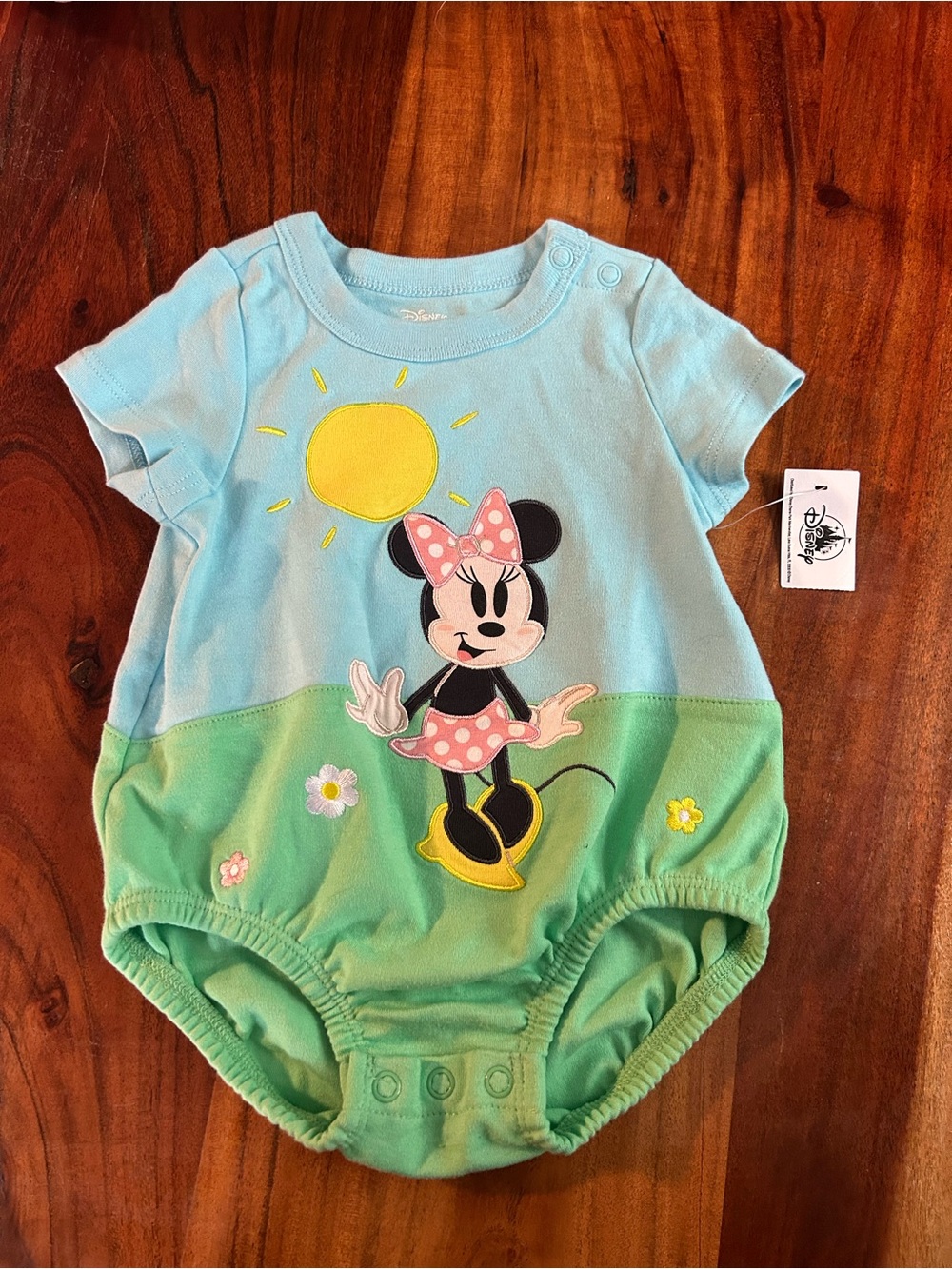 NWT Disney Store Minnie Mouse Baby Onesie embroidered